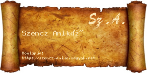 Szencz Anikó névjegykártya